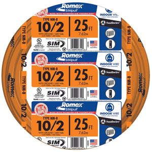 Southwire 25' 10-2 NM W/G Indoor Wire