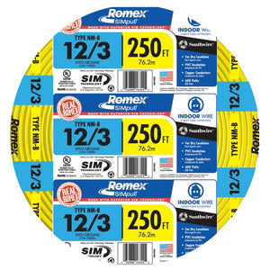Southwire Romex SIMpull NM-B 12/3 Indoor Wire with Ground