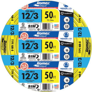 Southwire Romex SIMpull NM-B 12/3 Indoor Wire with Ground