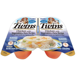 Inaba Twins Chicken with Vegetables and Tuna Recipe Side Dish for Dogs - 2 count