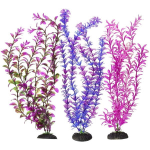 Penn Plax Colorful Plastic Aquarium Plant Pack 16" Assorted Colors - 3 count