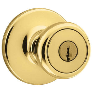 Kwikset Tylo Keyed Entry Knob in Polished Brass
