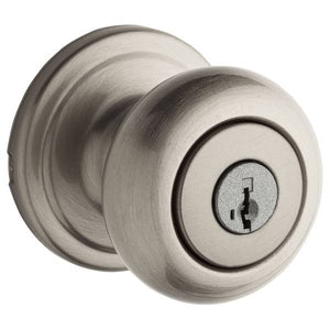 Kwikset Juno Keyed Entry Knob featuring SmartKey in Satin Nickel