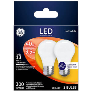 GE 2-Pack 3.5-Watt LED Soft White Dimmable A15 Light Bulbs
