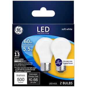 GE 2-Pack 5.5-Watt LED Soft White Dimmable A15 Light Bulbs