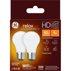 GE 2-Pack 4-Watt Relax LED Soft White Dimmable A15 HD Light Bulbs