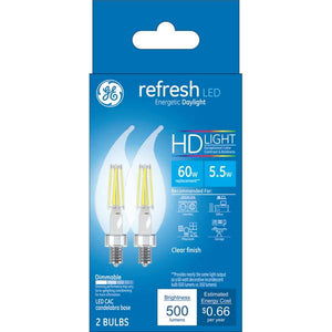 GE 2-Pack 5.5-Watt Refresh LED Energetic Daylight CAC HD Light Bulbs