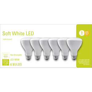 GE 6-Pack 9-Watt Soft White LED BR30 Light Bulbs