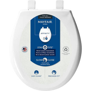 Mayfair AffinityRound Plastic Toilet Seat White Slow-Close Adjustable