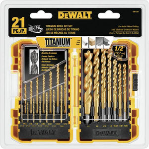 DEWALT 21-Piece Pilot Point TiN Coating Drill Bit Set