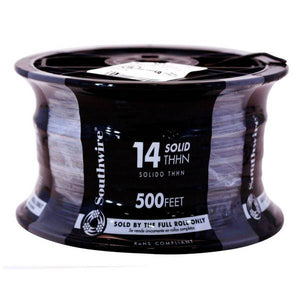 Southwire 500 ft. 14 Black Solid CU THHN Wire