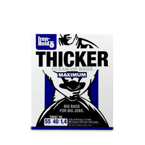 Iron Hold 40-Count 55 Gal Clean-Up Black Trash Bags with Twist Ties