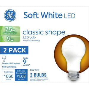 GE GE Lighting A19 LED E26 Medium Bulb, White