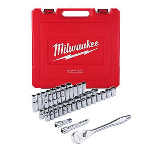 Milwaukee 47-Piece 1/2" Drive Metric & SAE Ratchet and Socket Set