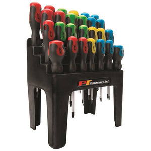 Performance Tool 26-Piece Screwdriver Set with Rack Color Coded