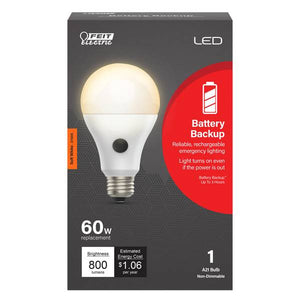 FEIT Electric 60-Watt Soft White A21 Battery Backup Intellibulb