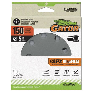 Gator 15-Pack 5" 150 Grit 8-Hole Hook and Loop Sanding Discs