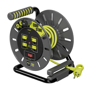 Masterplug 3ft Cord Storage Reel, Retractable Extension Lead with Winding Handle