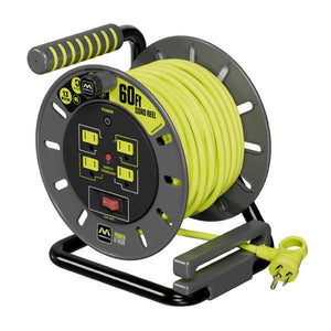 Masterplug 60ft Cord Reel, Retractable Extension Lead with Winding Handle