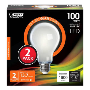 FEIT Electric 2-Count 100-Watt Equivalent A21 Soft White Enhance Filament LED