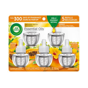 Air Wick 5-Count Hawaii Exotic Papaya and Hibiscus Flower Scented Oil Refill