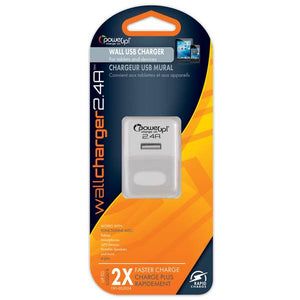 Power Up USB Charger - AC 2.4a White Carded