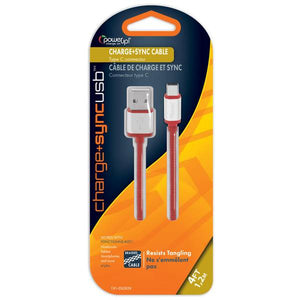 Power Up 4' Braided USB Cable with Metal Ends Type C USB