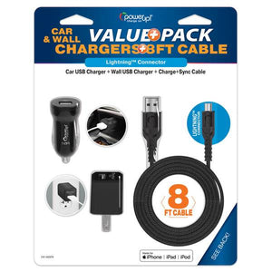 Power Up 8' MFi 8-Pin USB Cable Value Pack