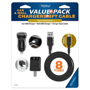 Power Up 8' USB Type C Cable Value Pack