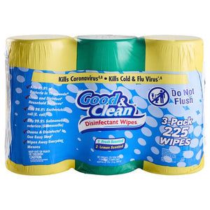 Good & Clean 225-Count 3-Pack Disinfecting Wipes Lemon/Fresh/Lemon Scent