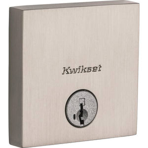 Kwikset Satin Nickel Downtown Square Rose Deadbolt