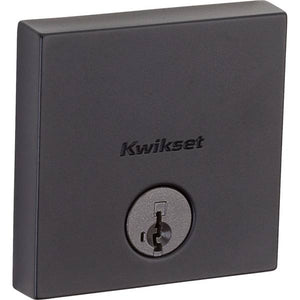 Kwikset Matte Black Downtown Deadbolt with Square Rose