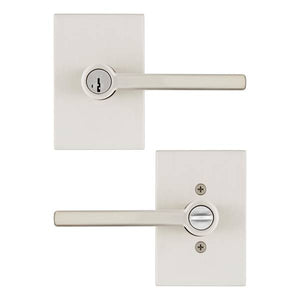 Kwikset Satin Nickel Halifax Entry Lever with Square Rose