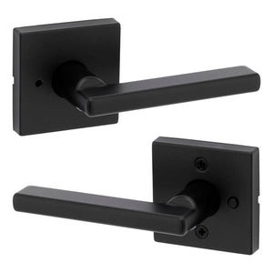 Kwikset Matte Black Halifax Privacy Lever with Square Rose
