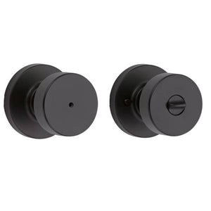 Kwikset Matte Black Pismo Privacy Knob with Round Rose
