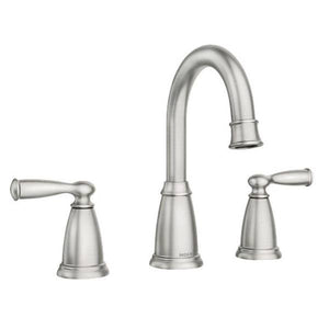Moen Spot Resist Brushed Nickel Banbury Two-Handle Widespread Hi Arc Bathroom Faucet
