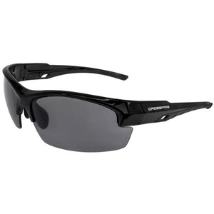 Crossfire Shiny Black Frame Smoke Lens Crucible Premium Safety Eyewear