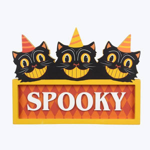 Youngs Inc Vintage Halloween Spooky Cat Table Sign