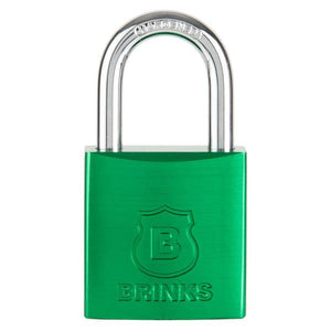 Brinks 38mm Green Anodized Aluminum Solid Body Padlock
