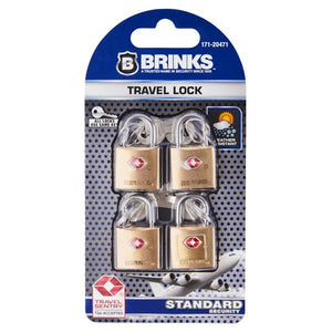 Brinks 4-Pack 22mm TSA Travel Keyed Padlock