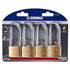 Brinks 4-Pack 40mm 2" Shackle Solid Brass Keyed Lock