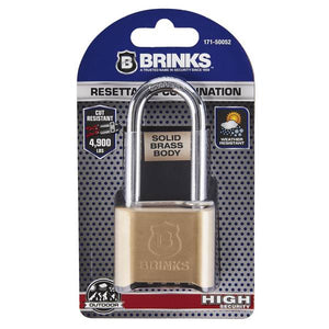 Brinks 48MM 2" Shackle Solid Brass 4-Dial Resettable Padlock