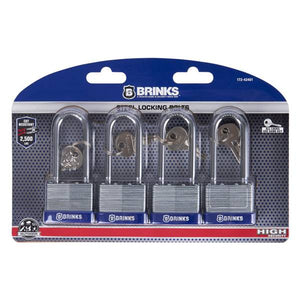 Brinks 4-Pack 40mm 2-1/4" Shackle Laminated Steel Keyed Padlock