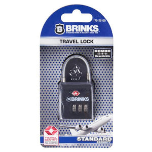 Brinks 37mm 3-Dial Resettable Combination TSA Travel Lock with Cable Shackle