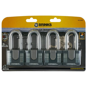 Brinks 4-Pack 50MM 2" Shackle Commercial Laminated Steel Keyed Padlock