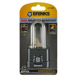 Brinks 44MM 2-3/8" Shackle Commercial Laminated Steel Weather Resistant Padlock