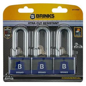 Brinks 3-Pack 44MM XT Series 2-3/8" Shackle Commercial Laminated Steel Padlock