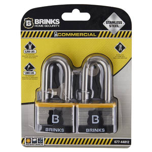 Brinks 2-Pack 44MM 2" Shackle Commercial Laminated Steel Keyed And Warded Padlock