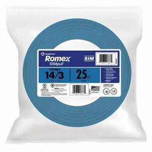 Southwire 25' 14/3 Solid Romex SIMpull CU NM-B W/G Wire Blue Coil