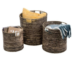 Honey Can Do 3-Piece Brown Decorative Nesting Baskets